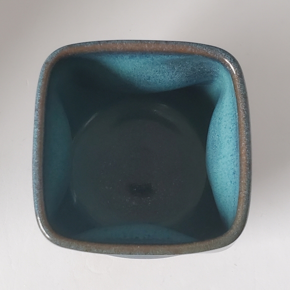 Pottery Square Round Blue Glazed Vase - Picture 4 of 8